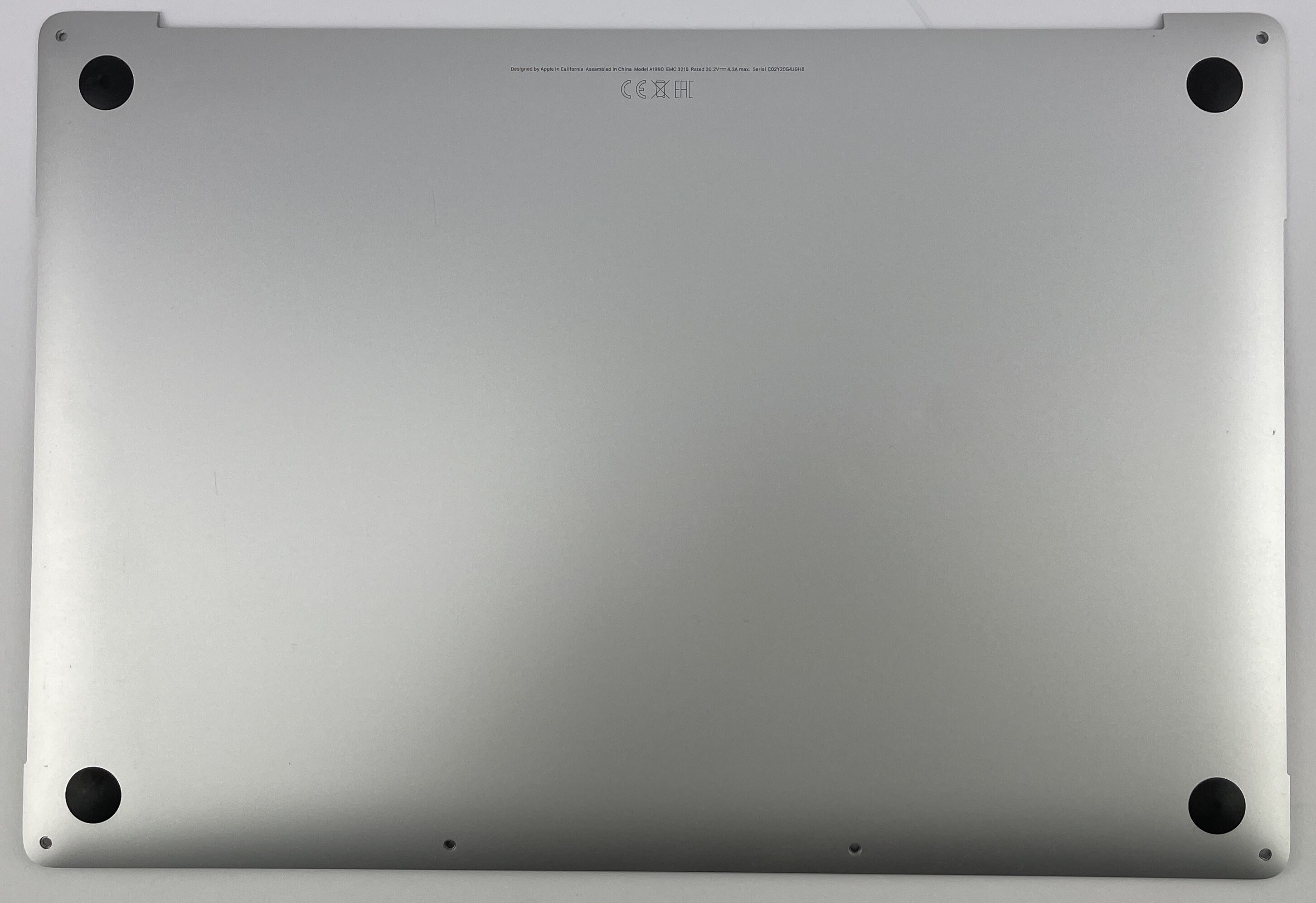 Apple MacBook Pro 15" A1990 2018 - 2019 Silber Bodenplatte 