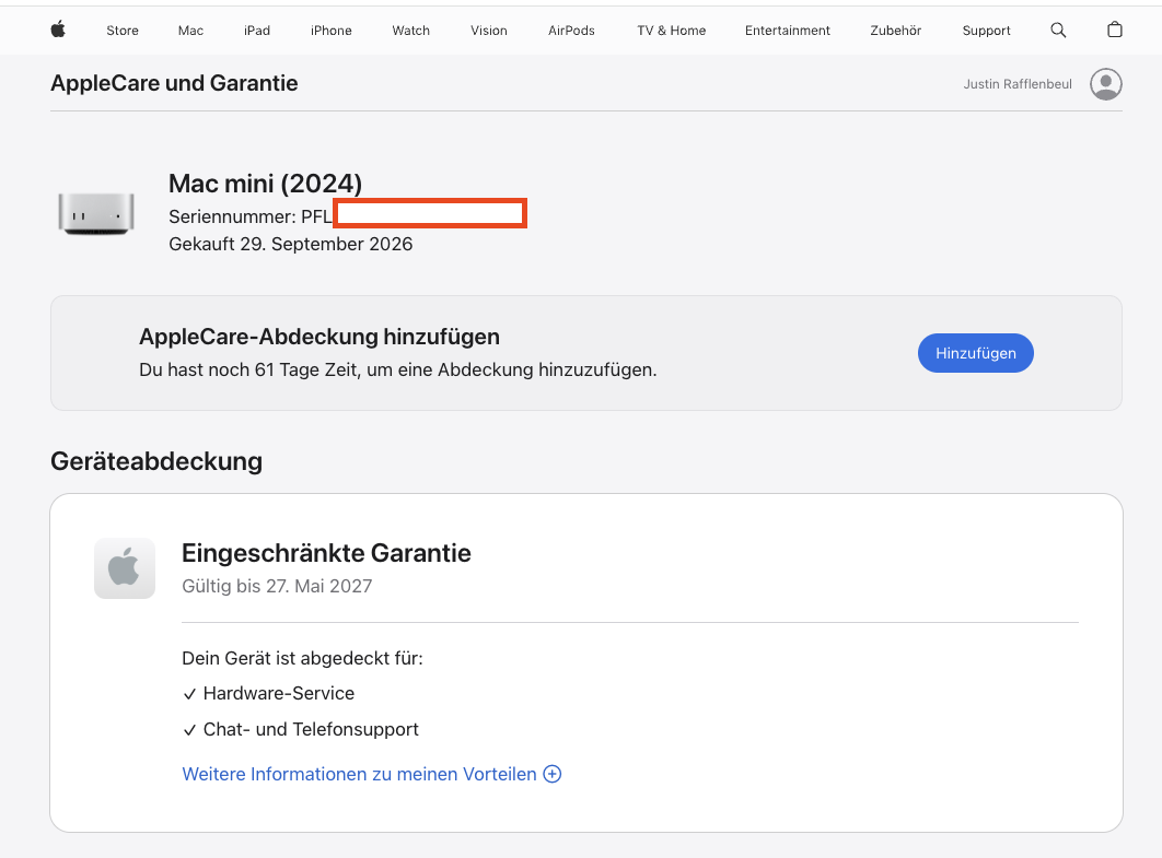 Apple Mac mini (2024) M4 10-Core GPU Silber