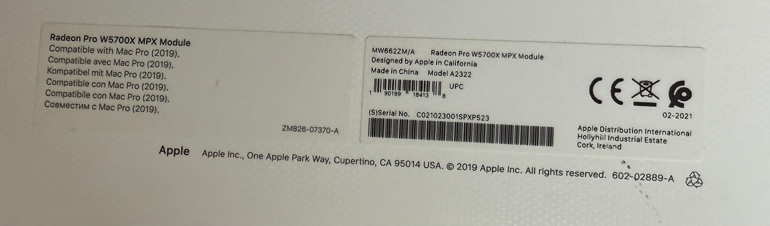 Apple MPX Modul Radeon Pro W5700X 16 GB