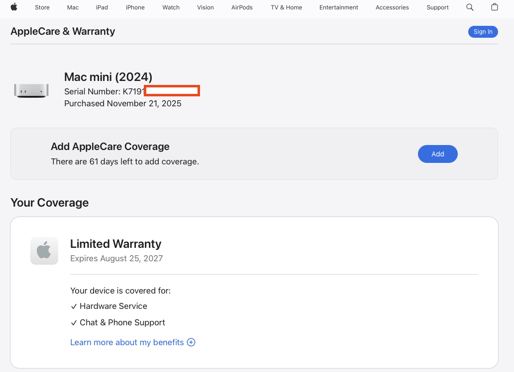 Apple Mac mini (2024) M4 10-Core GPU Silber