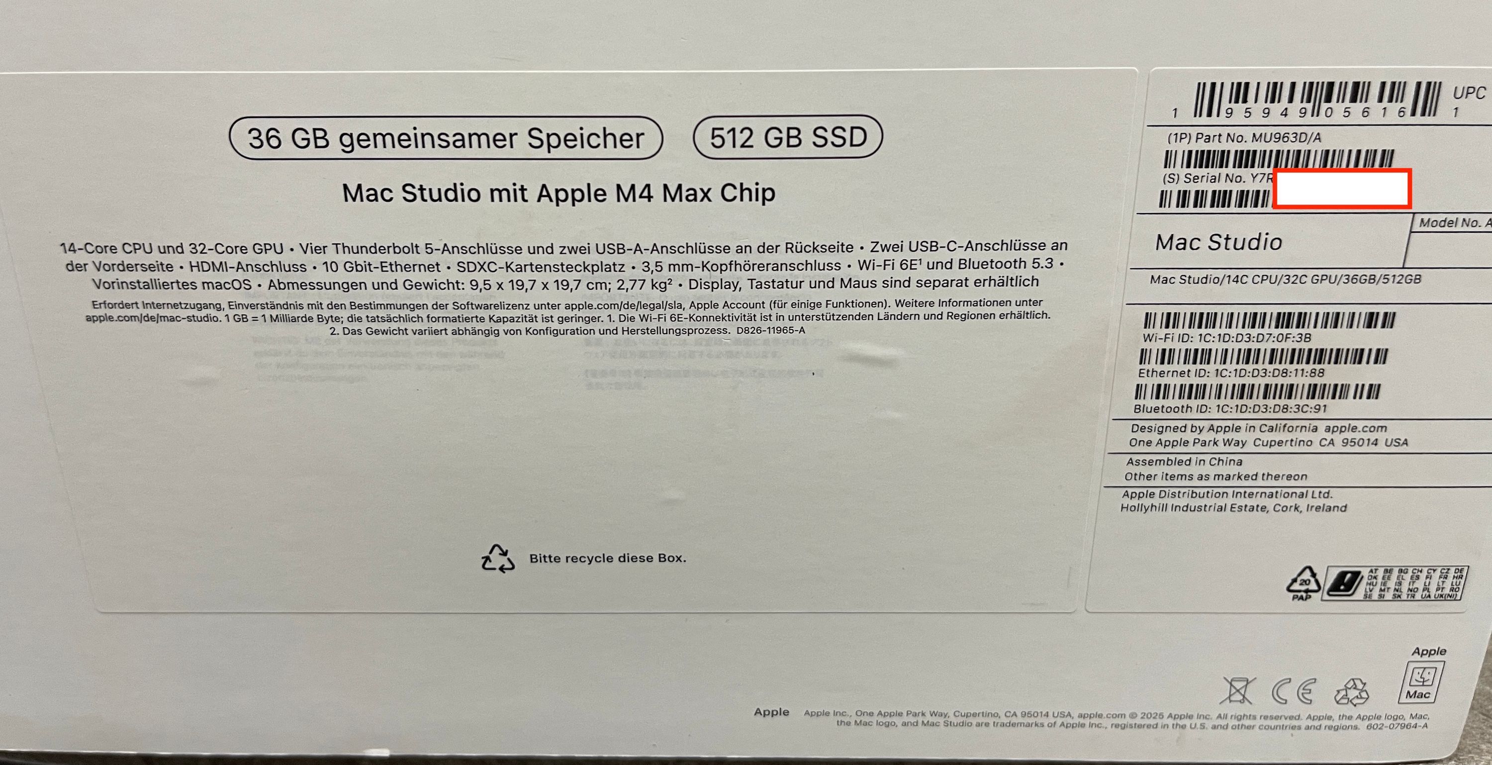 Apple Mac Studio (2025) M4 Max 32-Kern - Silber