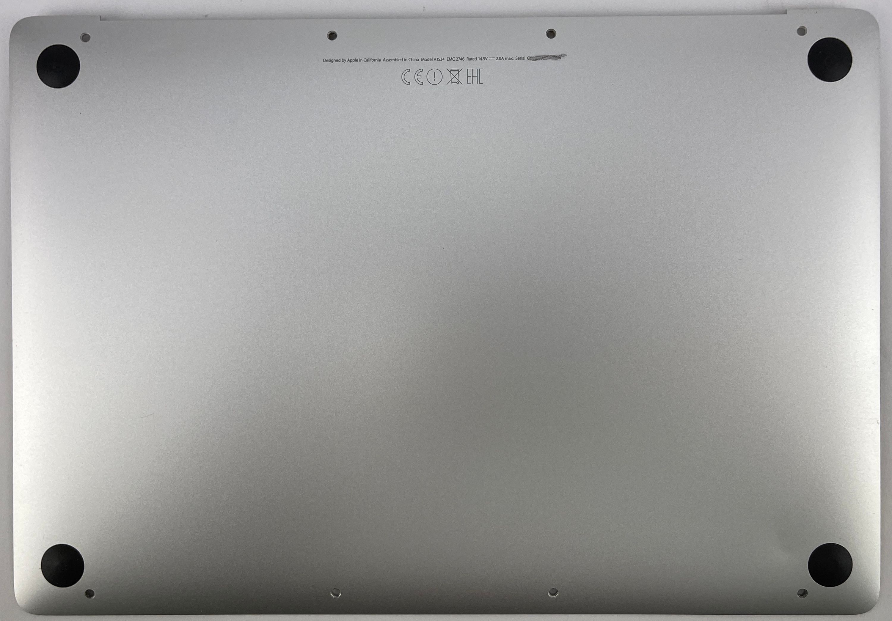 Apple MacBook 12" A1534 2015 - 2017 Silber Bodenplatte