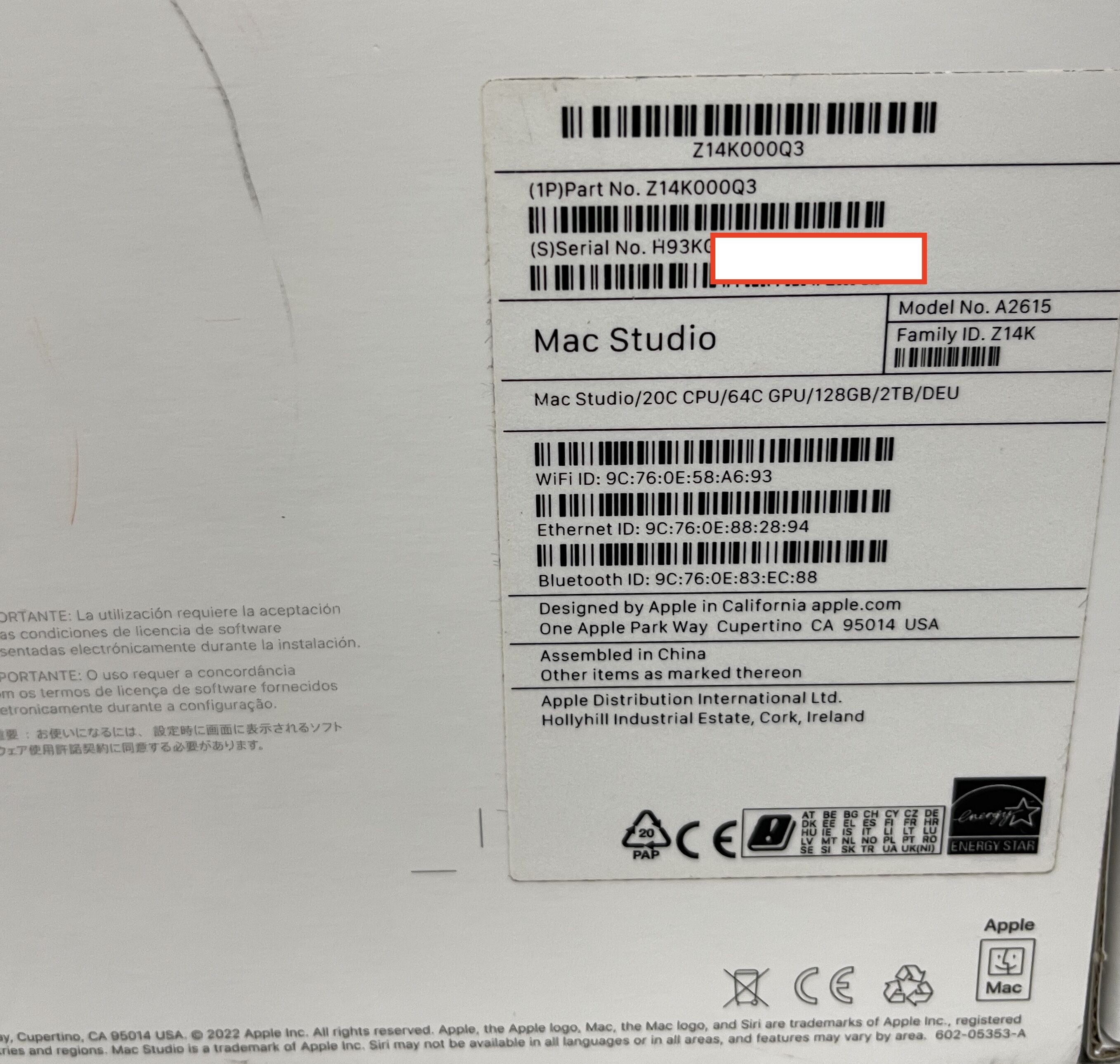 Apple Mac Studio (2022) M1 Ultra 20-Kern - Silber