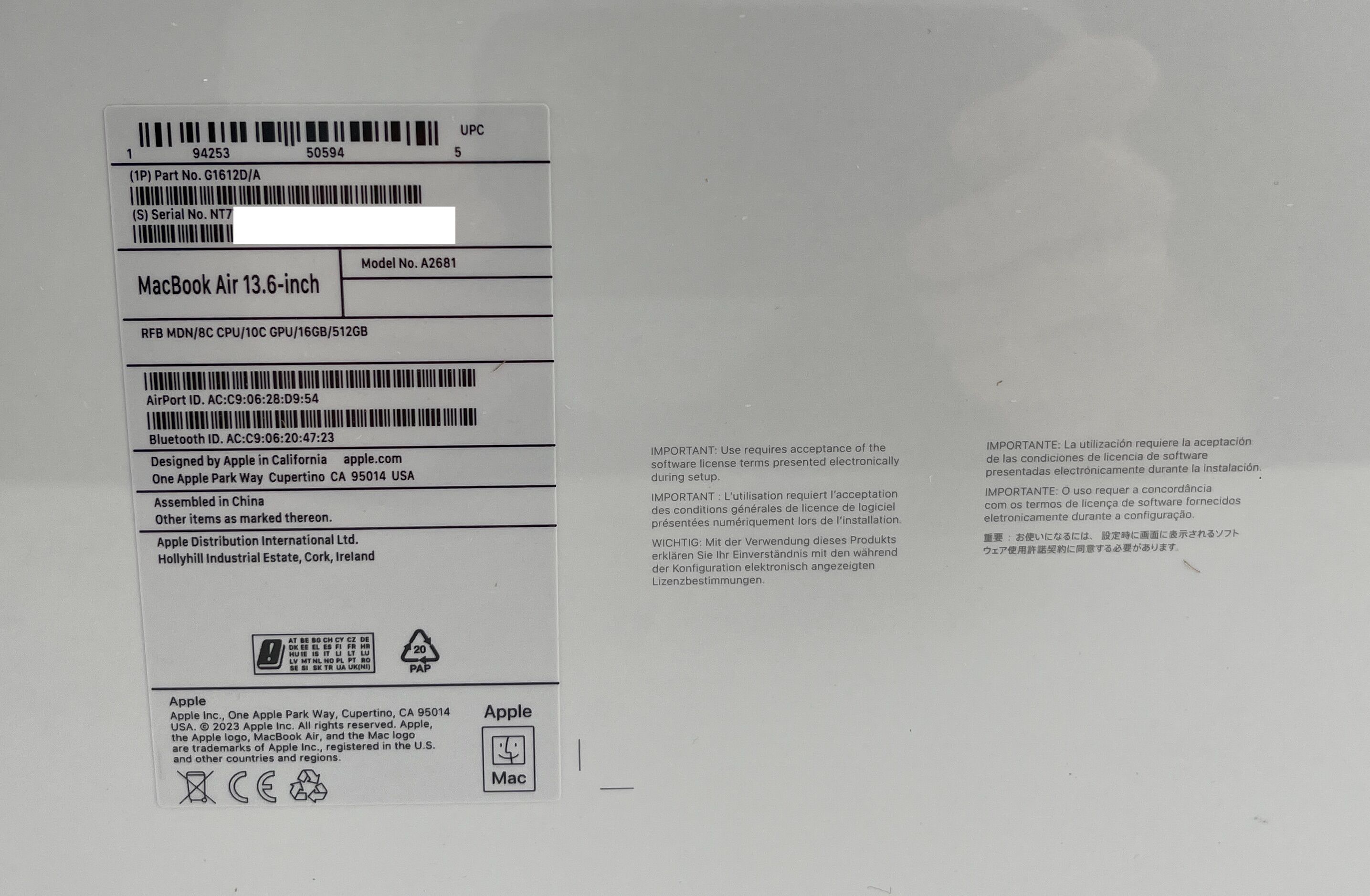 Apple MacBook Air 13" (2022) M2 10-Kern - Mitternacht