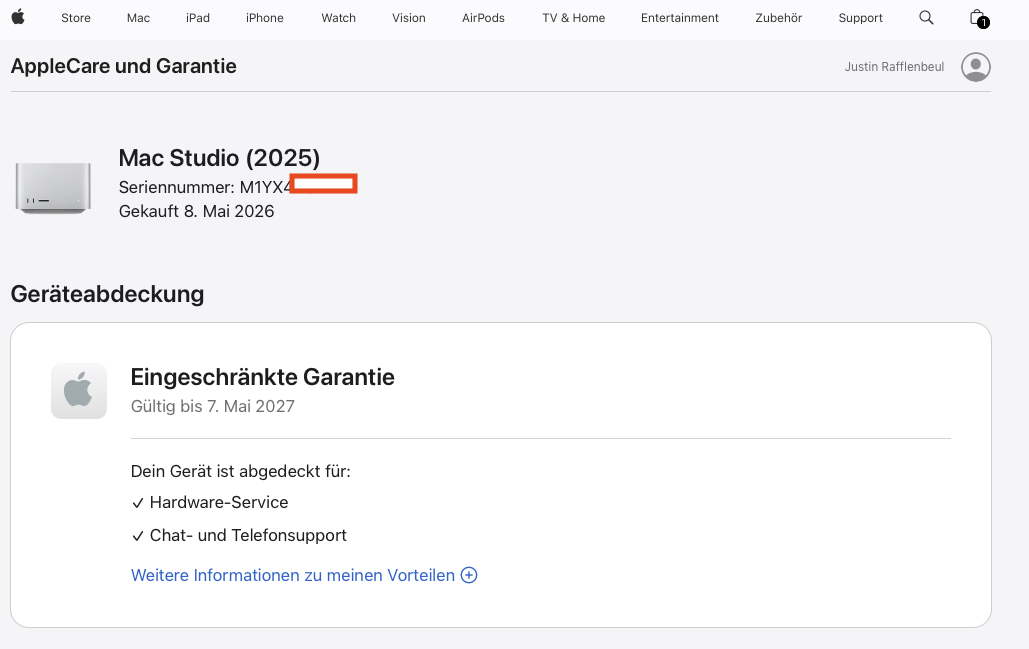 Apple Mac Studio (2025) M3 Ultra 32-Kern - Silber