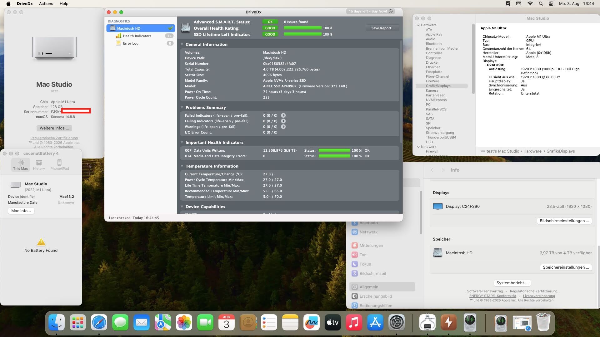 Apple Mac Studio (2022) M1 Ultra 20-Kern - Silber
