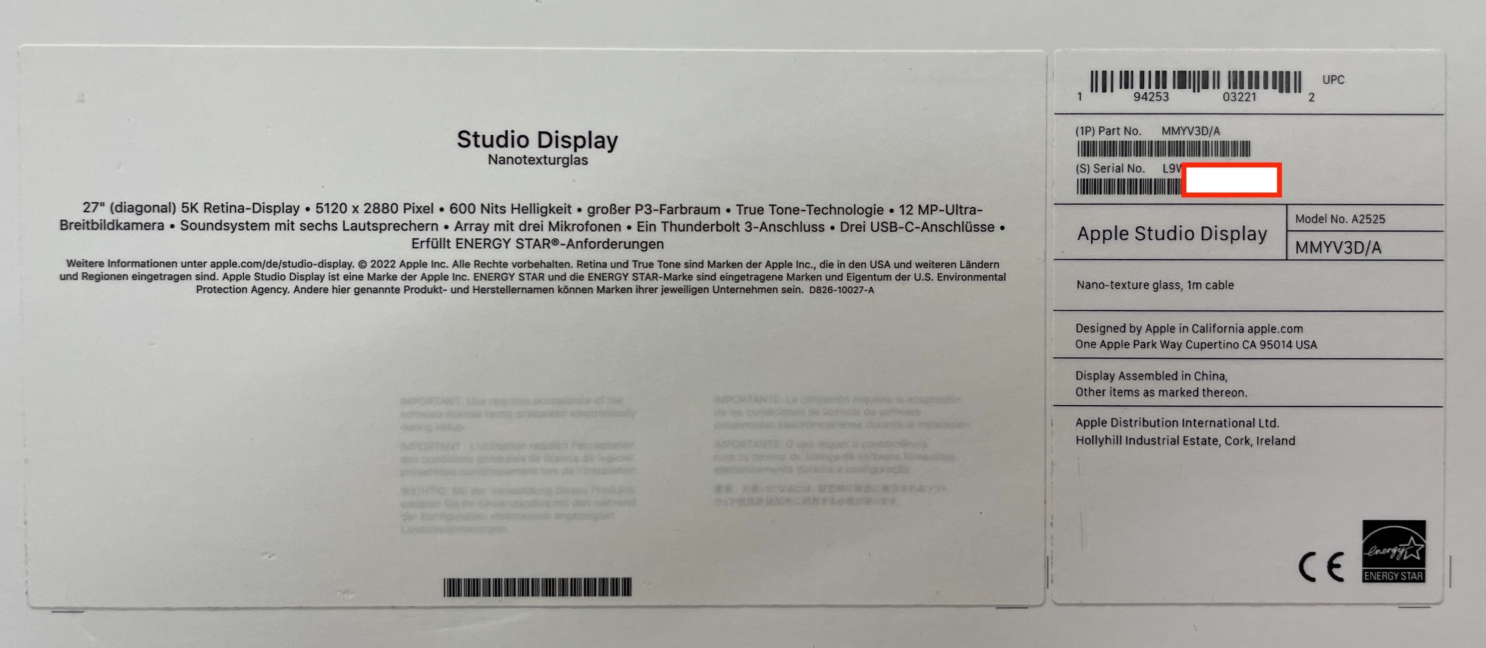 Apple Studio 5k 27" Display Nanotexturglas höhenverstellbarer Standfuß